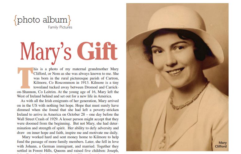 Mary's Gift inspiration Mary Clifford featured in Irish America magazine